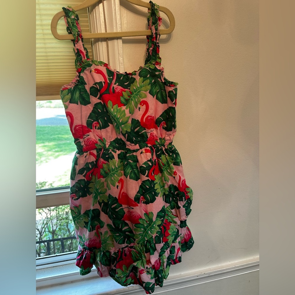 Janie and Jack Pink and Green Palm Dress